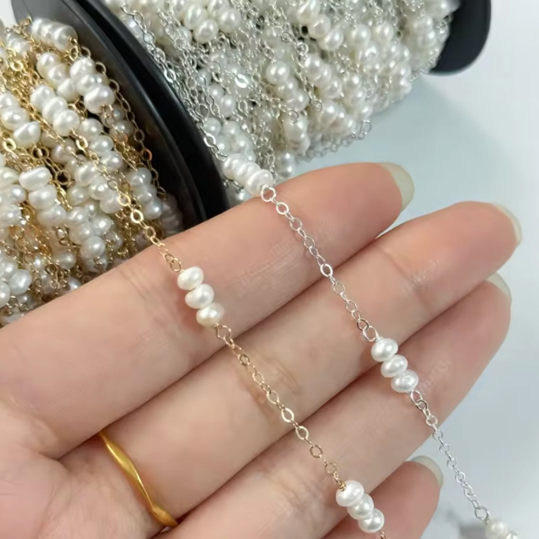 Arielle 14k Gold Pearl Chain — Wholesale Jewelry and Permanent Jewelry