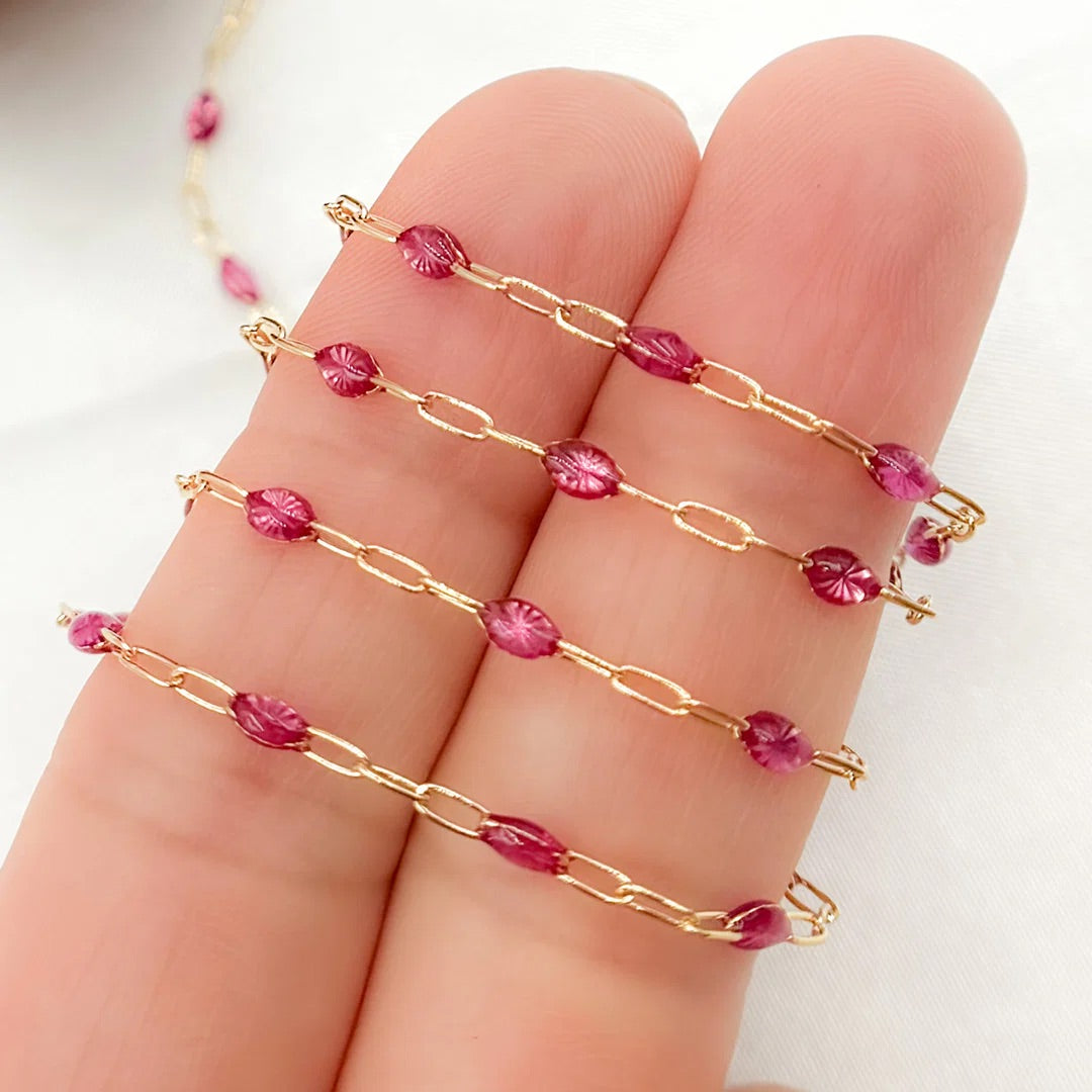 Bordeaux 14k Enamel — Wholesale Jewelry Chain for Permanent Jewelry