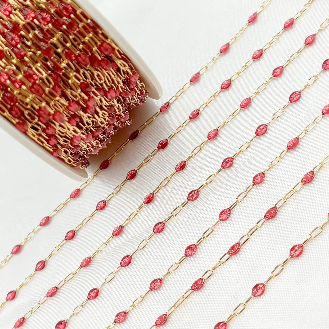 Bordeaux 14k Enamel — Wholesale Jewelry Chain for Permanent Jewelry
